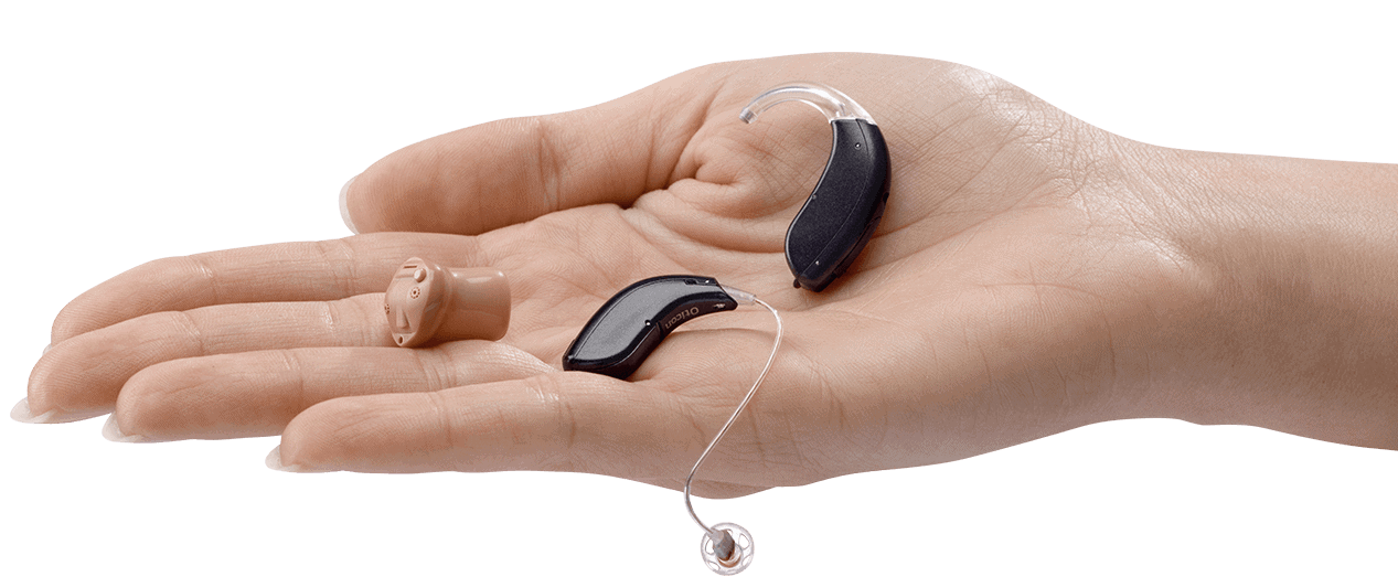 Oticon Alta hearing aids in a hand